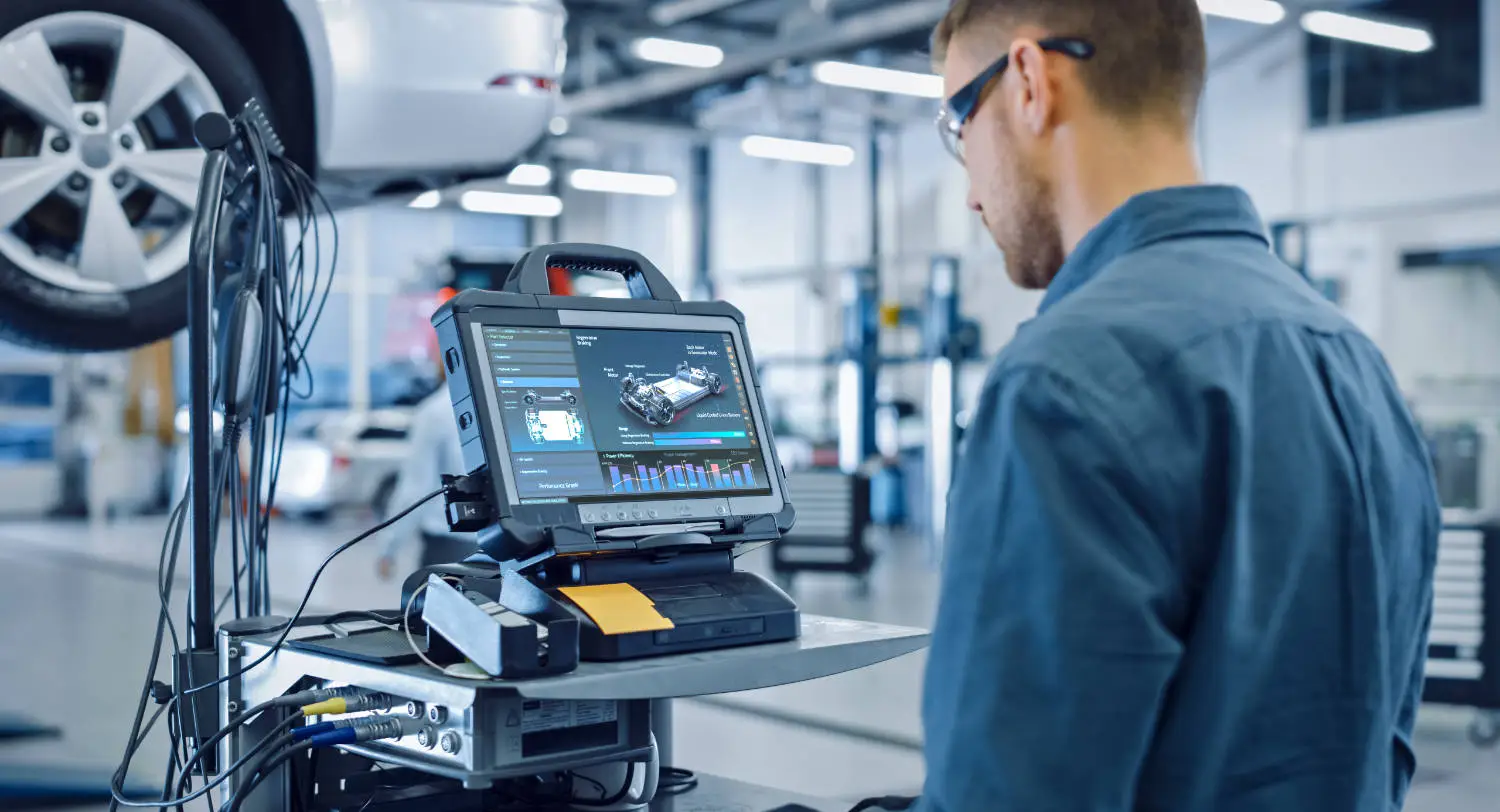 Electric vehicle diagnostics at our EV maintenance service station